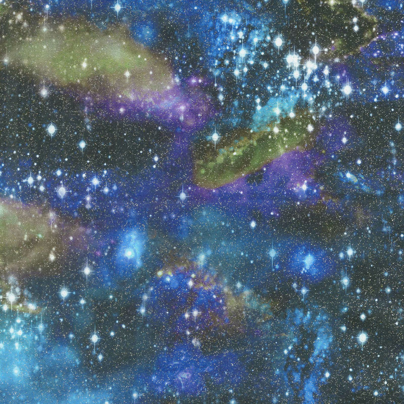 Stargazers - Stars Astral Digitally Printed with Glitter Yardage