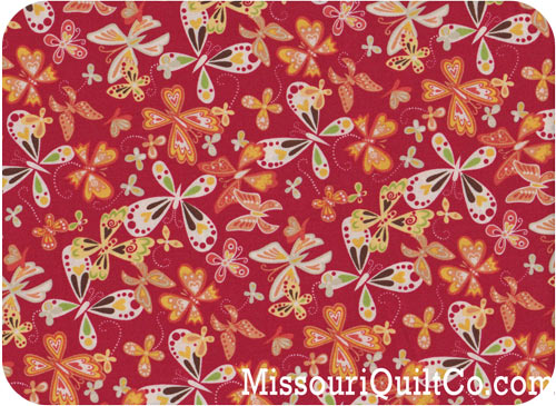 Katie - Butterflies Red Yardage