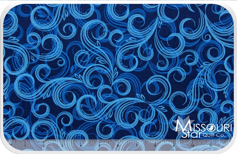 Swirl - Smoke Swirl Blue Yardage