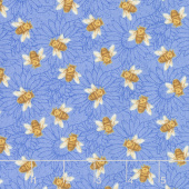 My Sunflower Garden - Tossed Bees Blue Multi Yardage