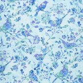 Feather & Flora - Birds & Wildflowers Light Spruce Yardage
