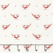My Redwork Garden - Early Birds Cream Red Yardage
