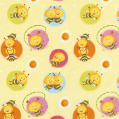 Busy Bees - Bees in Circles Yellow Yardage