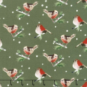 Winter Woods - Birds in Dark Gray Yardage
