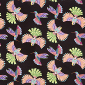 Rainbow Flight - Birds Allover Black Yardage