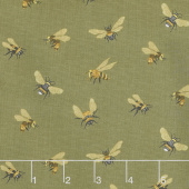 Bee a Keeper - Allover Bees Olive Green Yardage