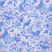 Feather & Flora - Birds & Wildflowers Purple Yardage